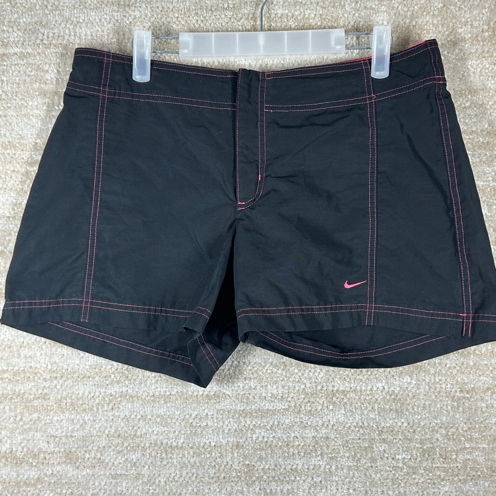 Nike Board Shorts Y2K Sporty Black Pink Contrast Stitch Women Size M Medium